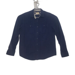 WOOLRICH Navy Blue Button Up Flannel Shirt Mens Size Medium
